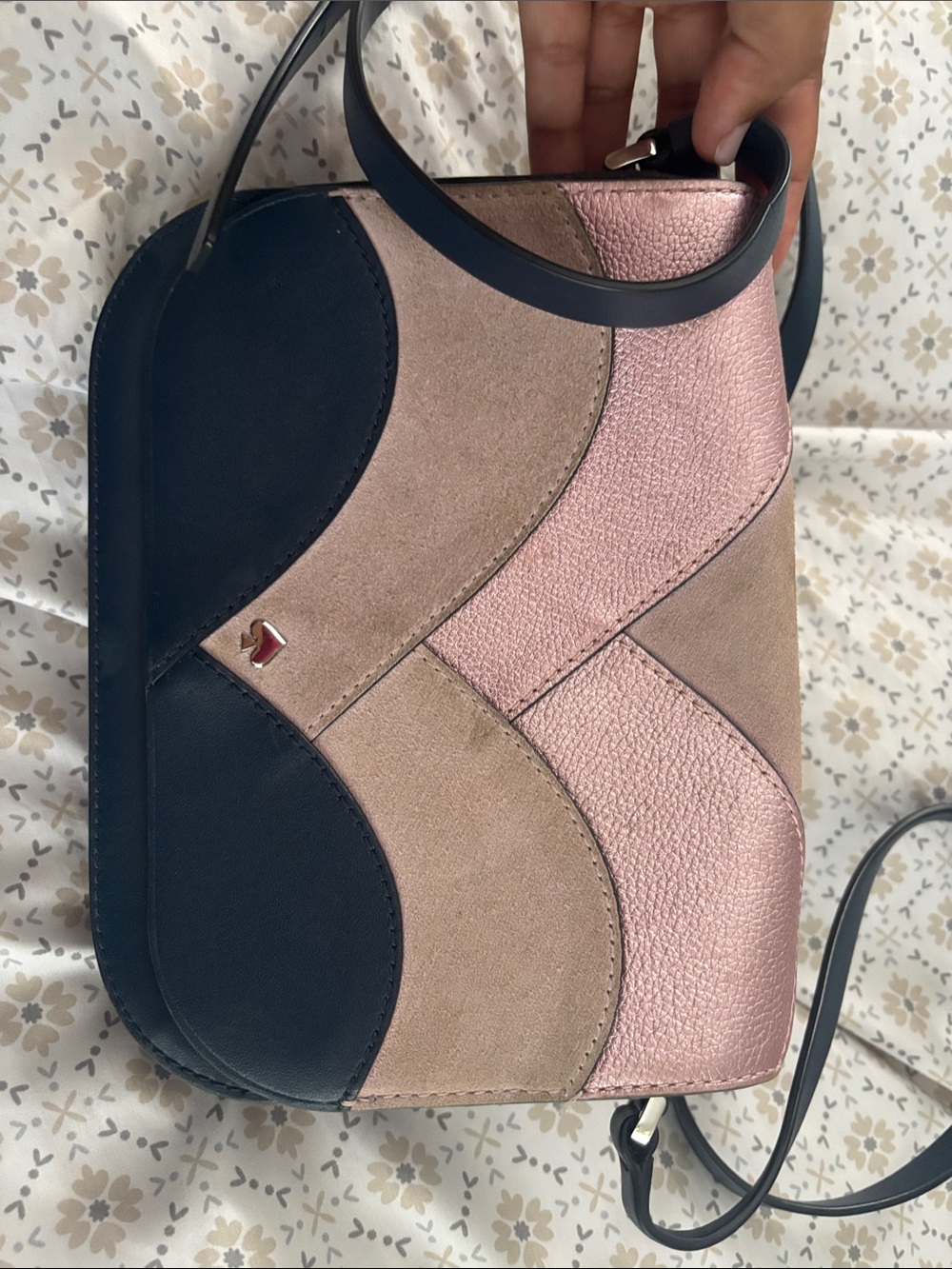 kate spade Pink, Navy & Taupe Patchwork Crossbody Bag